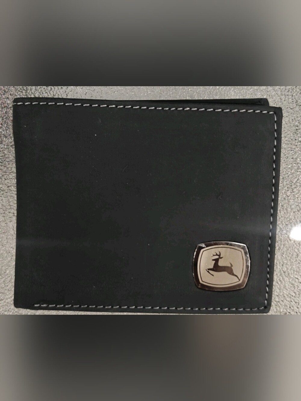 John Deere Men's Gray Bi-fold Wallet w/Logo Black